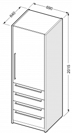 Omara z vrati in štirimi predali za shranjevanje