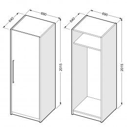 Omara z vrati, odlagalno polico in visečo šanko