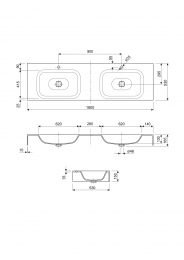 Double wall-mounted washbasin TITAN 180