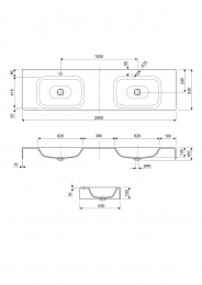 Double wall-mounted washbasin TITAN 200