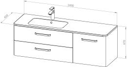 Omarica CHARM 140 z umivalnikom L/D