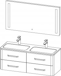 Charm / kopalniški sestav IV / 120 cm
- Omarica CHARM 120 z umivalnikom
- Ogledalo s integriranom rasvjetom, 2 traka 120