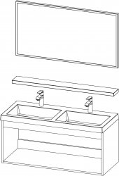 Basic / kopalniški sestav I / 120 cm
- Omarica BASIC 120 z dvojnim umivalnikom
- Ogledalo s aluminijskim okvirjem 120
- Polica 120