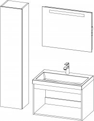 Basic / kopalniški sestav II / 80 + 35 cm
- Omarica BASIC 80 z umivalnikom
- Ogledalo z integrirano lučjo in vtičnico 80
- Stranska omarica 35x160