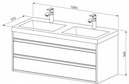 Unterschrank CONNECT 120 mit doppelten Waschbecken