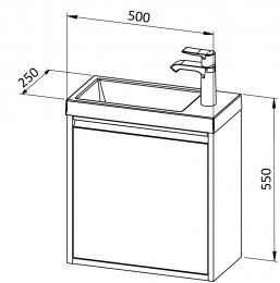 Unterschrank CONNECT 50 mit Waschbecken, L/R