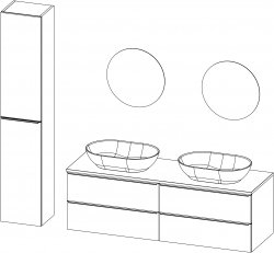 Grande TOP / kopalniški sestav V / 160 + 35 cm
- Omarica GRANDE TOP 160
- Umivalnik TITAN Long round, nadgradni
- 2x Ogledalo JAZZ 70
- Stranska omarica GRANDE