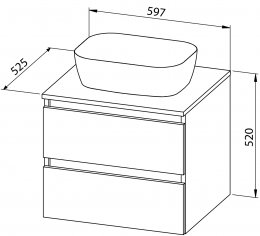 Baza STELLA TOP 60 s keramičkim nadgradnim umivaonikom